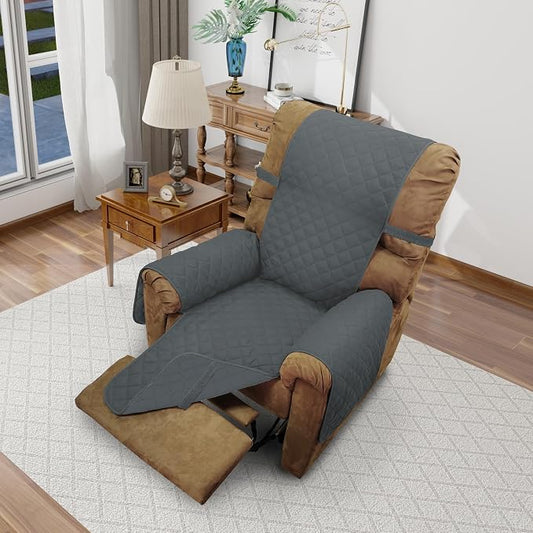 Reversible Chair Covers for Recliner Oversized, Dark Blue | Recliner Oversized Covers for Living Room with Elastic Straps, Water Repellent, Chair Protectors Covers for Dogs by LuxshareHome