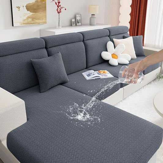 hyha Waterproof Couch Cushion Covers, Anti Slip Sofa Slipcovers for Pets | Waterproof Protection, Thick Jacquard Fabric, Wear Resistant, Anti Slip, Pet Protection (1 Piece for Large) by hyha