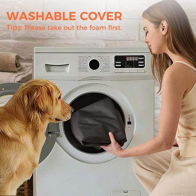 Outdoor Dog Bed for Medium Sized Dogs, Waterproof Dog Bed Medium, 30x20x3 Inch, Orthopedic Dog Bed with Removable Washable Cover, Flat Rectangle Egg Crate Foam Pet Bed for Outside, Dark Grey - Image 9