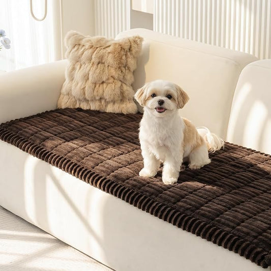 MEETSKY Couch Covers for 2 Cushion Sofa Pet Friendly, Couch Cover for Dogs, Leather Sofa Covers for Pets Washable, Soft Non Slip Sofa Slipcovers Furniture Protector Covers, Chocolate, 27.6" x 59" by MEETSKY