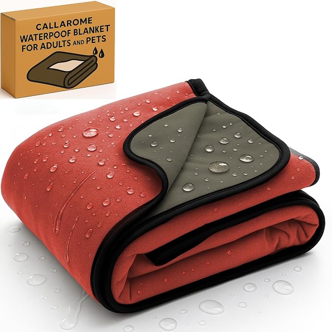 Waterproof Blanket for Bed & Couch Protection, Reddish/Green, 80"x90" | High-Density Heavy-Duty Material – Ultra-Soft & Durable Soft Fleece, Leakproof, Reversible, Silent No-Crinkle Design by Callarome