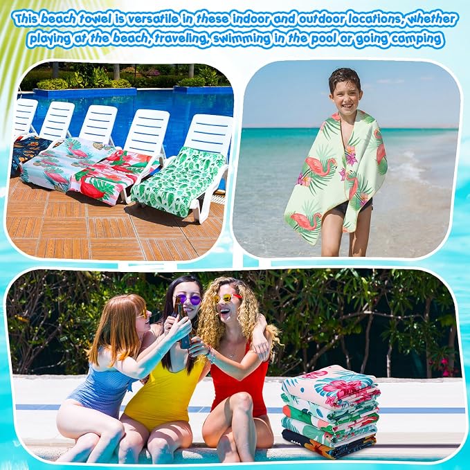 FuWeave 20 Pack Microfiber Beach Towel 28 x 55 Inch Oversized Large Quick Dry Thin Beach Towels for Pool Camping, Sand Free Lightweight Blanket for Women Adults Travel Swimming Sport (Vivid Style) - Image 6