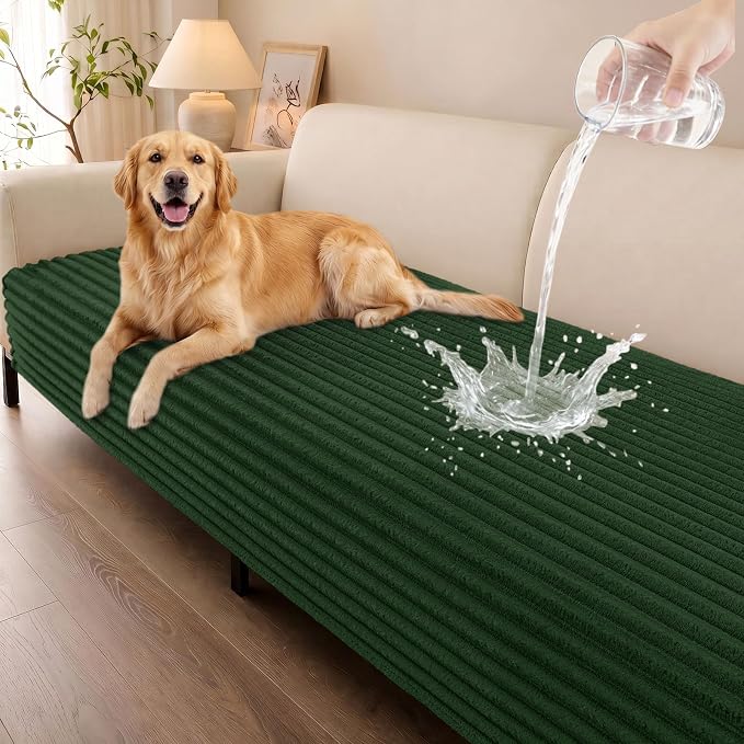 Smiry Waterproof Couch Cover for Dogs, Washable Non Slip Plush Protector | Waterproof Protection, Plush Flannel, Non Slip Backing, Pet Hair & Scratch Protection, Soft Cover (36" x 71") by Smiry