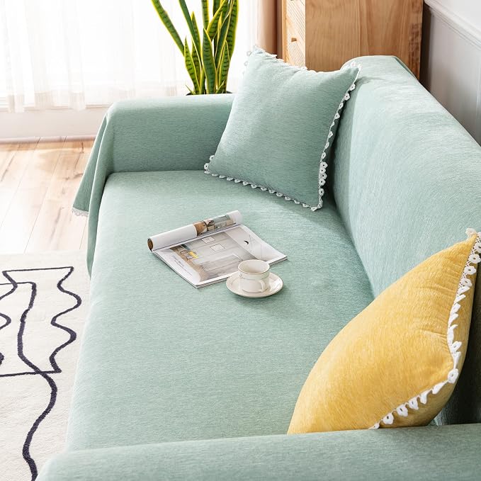 VClife Couch Cover for Dog Chic-Boho Sage Green Couch Covers for L Shape Sofa, Soft Chenille Sofa Cover for 3 Cushion Couch Sofa Pet Friendly Slipcover Furniture Protector for Home Decor, 71"X134" - Image 8