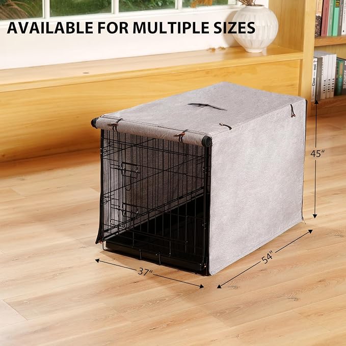 Heavy Duty Calming Dog Crate Cover for Anxious Pets-Waterproof & Windproof 54-Inch Kennel Cover,Breathable Blackout Panels for 1/2/3 Door Access,600D Oxford Fabric,Machine Washable Indoor/Outdoor,Grey - Image 7