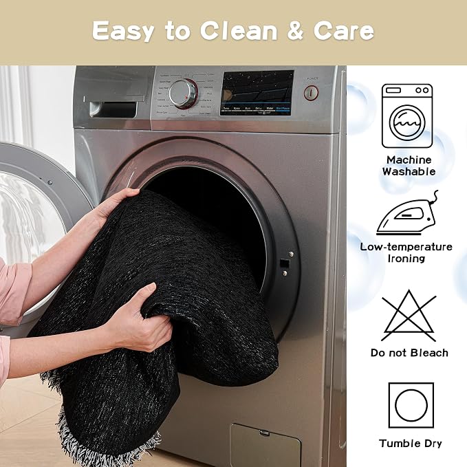 MYSKY HOME Couch Cover for Dogs Washable Couch Covers Couch Covers for Sofa Couch Cover 2 Cushion Sofa Non Slip Dogs Furniture Protector with Tassels Chenille Sofa Covers for Pets, 71"x102", Black - Image 5
