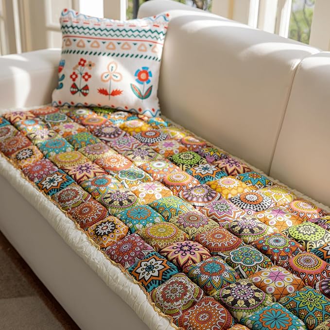 Couch Covers for Dogs, Non Slip Pet Couch Covers for Sofa Washable, Boho Covers for 3 Cushion Couch Sofa Pet Friendly (Orange, 27.6x82.7 Inch) - Image 8