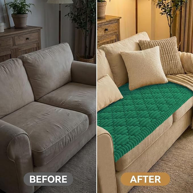 Smiry Couch Cover for Dogs Washable, Non Slip Fuzzy Pet Sofa Protector | Soft Thick Furniture Cover for Sofa, Loveseat and Sectional, Scratch & Pet Hair Resistant (Emerald Green, 27.6" x 88") - Image 6