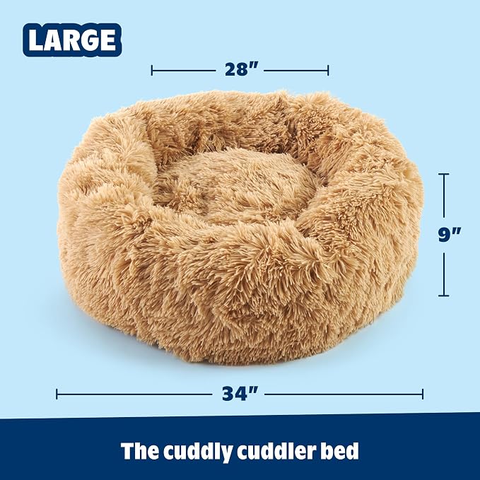 Barkbox Dog Bed Memory Foam Donut Cuddler - Calming Orthopedic Joint Relief Fur Crate Lounger for Pets, Machine Washable + Removable Cover, Waterproof Lining, Includes Toy - Larger Pets - 65lbs | Calming Orthopedic Joint Relief Furry Crate Lounger for ... - Image 3