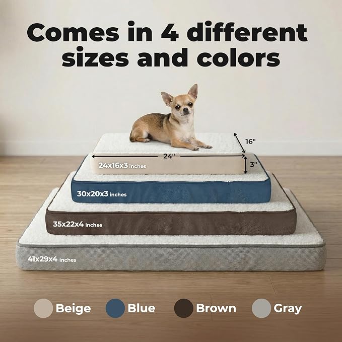 Best Pet Supplies Orthopedic Dog Bed with Memory Foam, Washable Dog Crate Mat for Small, Medium & Large Dogs, Thick Mattress for Crates, Kennels or Floor, Waterproof Pet Bed - Blue, 41 x 29 x 4 - Image 6