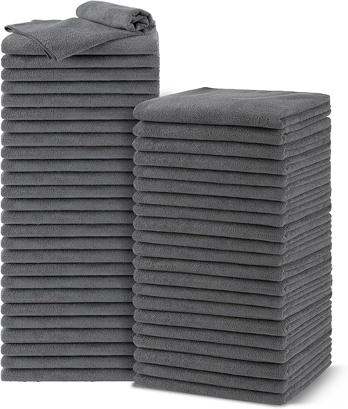 UNIMADE Salon Towels 48 Pack, Super Soft Microfiber Gym Towels | Highly Absorbent Hair-Drying Cloth for Gym, Bath, Spa Use and Home Beauty Care - Grey (16x29 inch) by Unimade