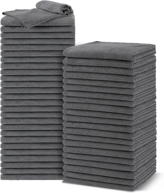 UNIMADE Salon Towels 48 Pack, Super Soft Microfiber Gym Towels | Highly Absorbent Hair-Drying Cloth for Gym, Bath, Spa Use and Home Beauty Care - Grey (16x29 inch) by Unimade