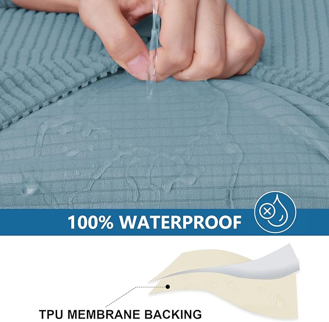hyha Waterproof Couch Cushion Covers for Pets, Non Slip Sofa Seat Cover | Stretch Jacquard Fabric, Elastic Bottom, Non Slip Fit, Waterproof Protection, Pet Hair Protection (1 Piece for Backrest L) - Image 3