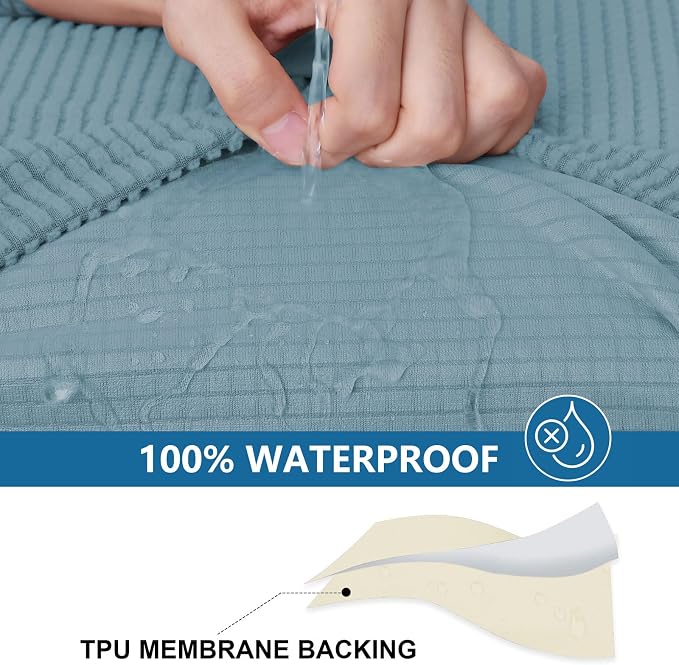 hyha Waterproof Couch Cushion Covers for Pets, Non Slip Sofa Seat Cover | Stretch Jacquard Fabric, Elastic Bottom, Non Slip Fit, Waterproof Protection, Pet Hair Protection (2 Pieces) - Image 3