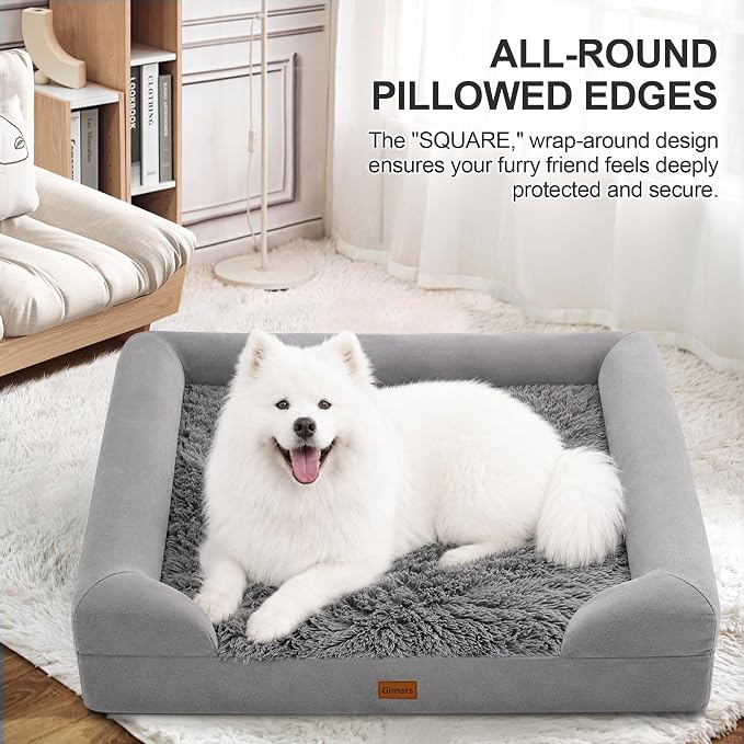 Gimars 3.7in Thickened Orthopedic Dog Bed for Extra Large Dogs, Supportive Dog Sofa Bed with 28D Egg-Crate Foam, Removable Washable Cover, Waterproof Lining for Puppy, Senior, Sick - Image 7