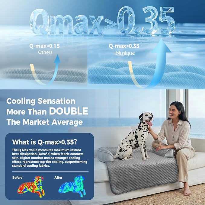Calming Large Dog Couch Bed, Waterproof Memory Foam with Durable Fluffy Fuzzy Mats, Washable Removable Cover Protector for Sofa, Bedside, Gift, 45 x 37 Inches, Cooling Grey - Image 4