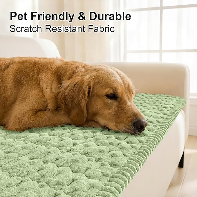 Smiry Non Slip Couch Covers for Dogs, Scratch Resistant Pet Sofa Protector | Machine Washable Soft Fuzzy Thick Furniture Cover for Sofa Loveseat Sectional Large Dogs, Sage Green, 27.6" x 70.9" - Image 3