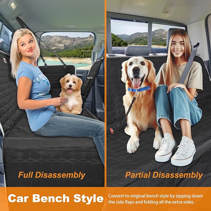 Reliadura Dog Car Seat Cover for Trucks, Waterproof Back Seat Hammock with Mesh Window and Side Flaps, Rear Protector for Ford F150 Ram 1500 Silverado Sierra - Image 2