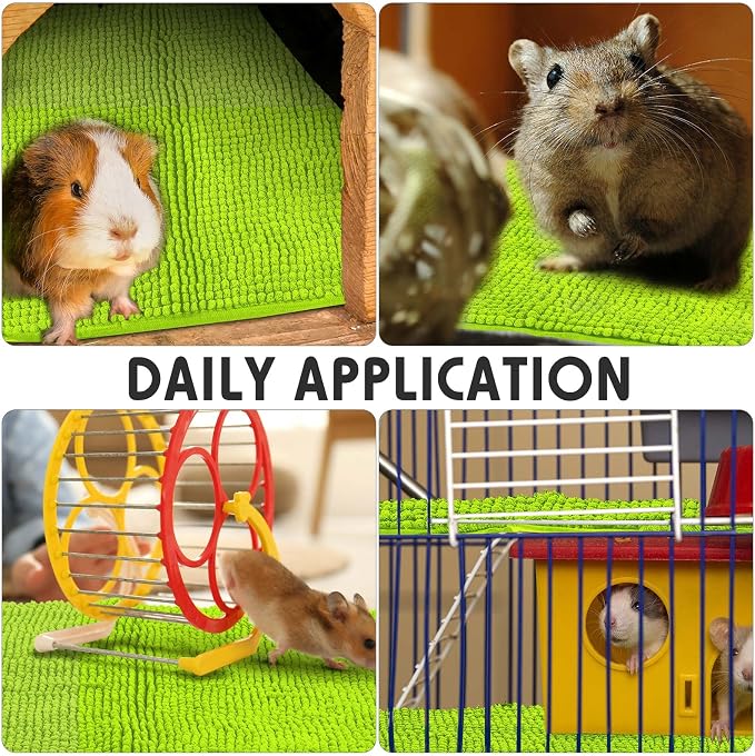 Amylove 4 Pcs Guinea Pig Cage Liner 16 x 24 Inch Washable Chenille Pee Pads Pet Dog Cat Bedding Training Mat Reusable for Small Animals Puppy Bunny Hamster Chinchilla - Image 4