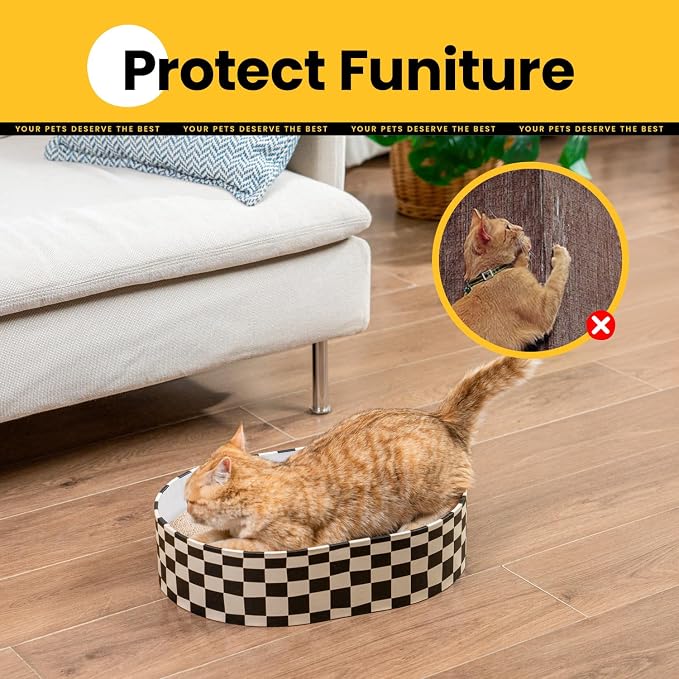 Conlun Cat Scratcher Box with 4 Cat Scratching Board Reversible Scratch Pad, Heavy Duty Corrugated Cardboard Pet Bed Lounger Kitty Scratchers for Indoor, Protects Furniture,Kittens Gifts-Large - Image 4