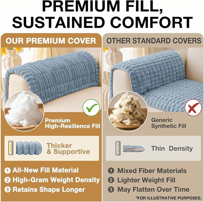 hyha Couch Cover for Dogs, Washable Non Slip Plush Flannel Sofa Protector | Thick Flannel, Silicone Anti-Slip Backing, Pet Hair & Scratch Protection, Fits Sofa & Loveseat (43" x 63") - Image 10