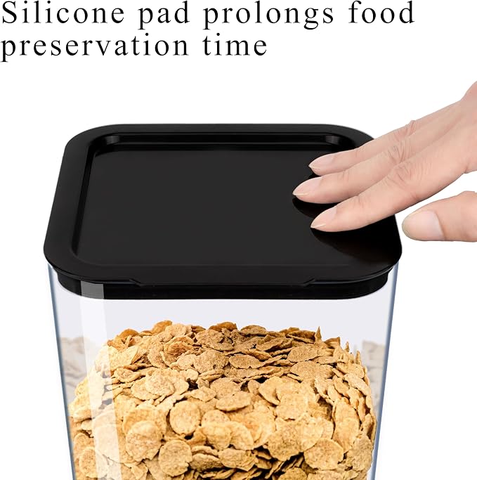 Cereal Dispenser Countertop, 5L Kitchen Organization Cereal Containers Storage, Desktop Candy Dispenser Plastic Cereal Dispenser, Snack Containers Can Hold Granola, Dry Food, Grain (Black, 3Pc) - Image 4
