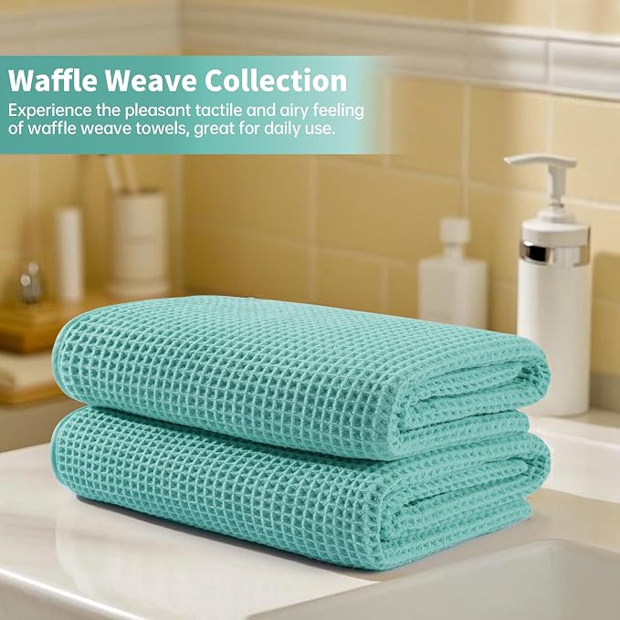 MICROFI Microfiber Waffle Bath Towels, 4 Pieces, Soft, Absorbent, Fast Drying, Lint Free 430 GSM (27''x55''/68.58 cm x139.7 cm) - Image 6