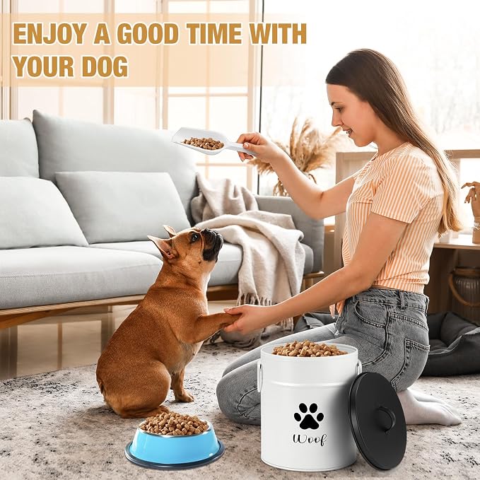 DoubleFill Extra Large 23+10 lb Metal Dog Food Storage Containers Set of 2 Airtight Dog Treat Snack Jars with Lids and Spoon Farm House Style Big Pet Cookie Jar for Kitchen Counter Gift - Image 4