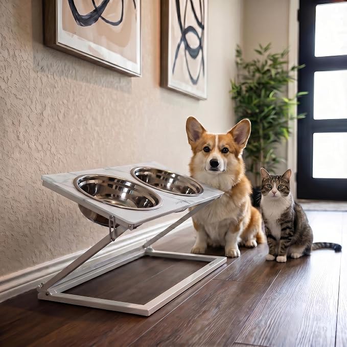 Elevated Dog Bowl, Adjustable Height and Tilt Angle Dog Bowl Stand | Precisely Adjust Height And Tilt Angle, Easy To Clean, Equipped With 2 Stainless Steel Food Bowls, Sturdy And Durable. - Image 6