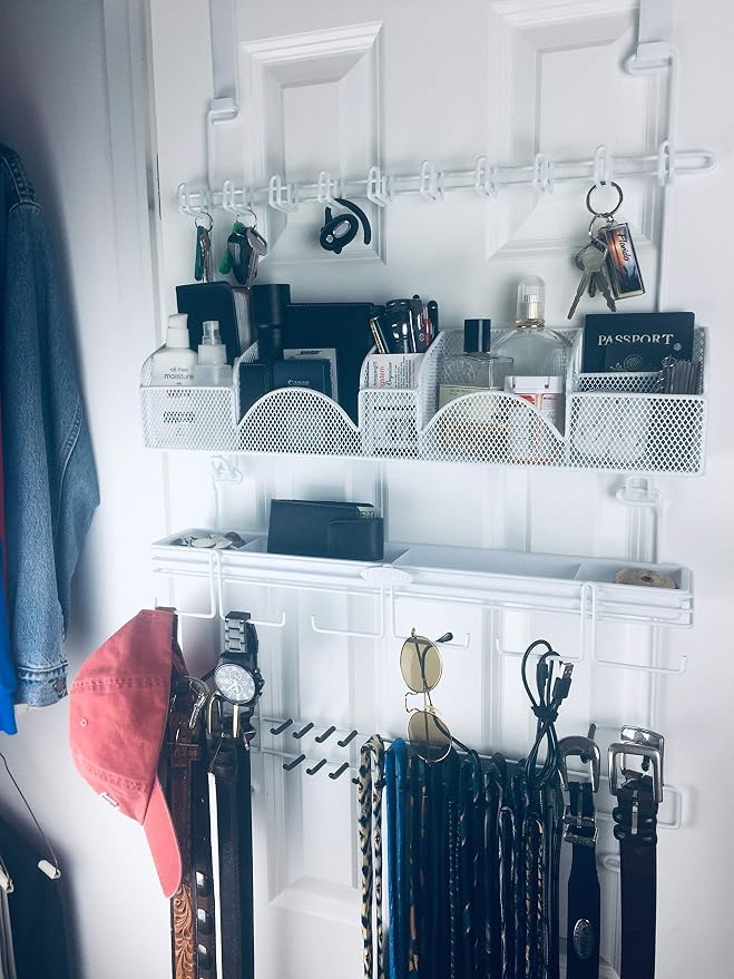 Men’s Over the Door/Wall Hanging Closet Tie and Belt Organizer Rack # 9300 in White 43 Hooks for Men’s Organization Patented - Image 7