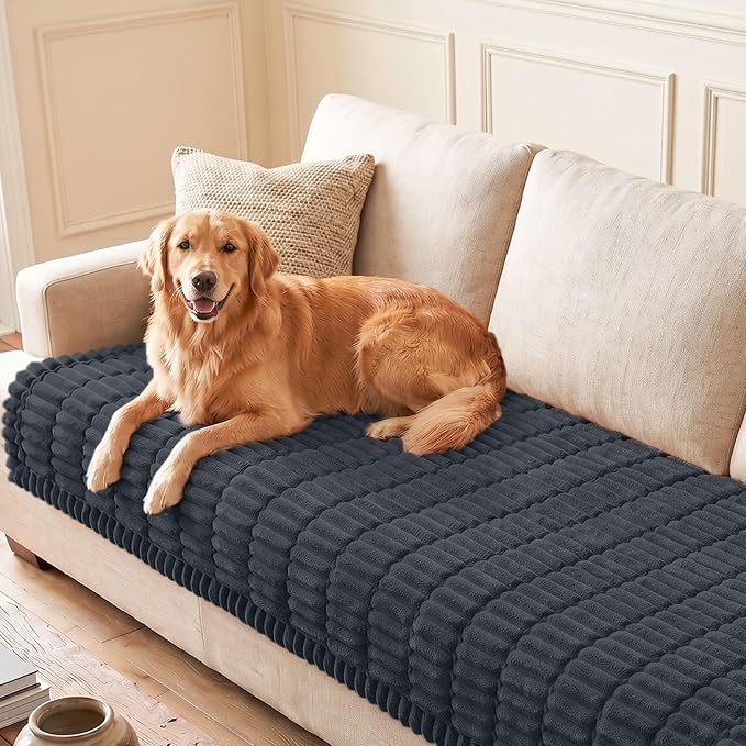 hyha Couch Cover for Dogs, Washable Non Slip Plush Flannel Sofa Protector | Thick Flannel, Silicone Anti-Slip Backing, Pet Hair & Scratch Protection, Fits Sofa & Loveseat (35.4" x 63") by hyha