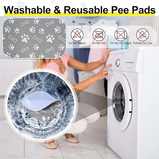 BEAUTYZOO 6 Pack Washable Pee Pads for Dogs, Reusable Puppy Pads for Potty Training, Waterproof Super Absorbent Whelping Pads Mats Non Slip Against Urine for Small Medium Dogs Cats, 16" x 24" - Image 6