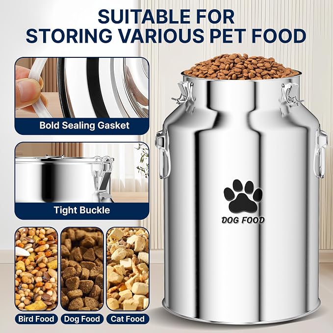 40Lbs Large Metal Dog Food Storage Container, Stainless Steel Dog Food Storage Tank, Multifunctional Storage Bin with Lid and Spoon, Food Storage Container for Big Dogs, Keep Fresh, Easy to Clean - Image 3