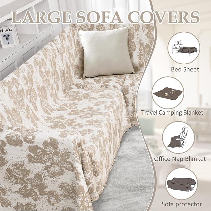 1OO% Waterproof Sectional Couch Covers for Dogs L Shaped Corner Sofa Cover Washable Chenille Sofa Slipcovers Blanket Modern Jacquard Pet Furniture Protector (91"x276", Khaki Flower Shadow) - Image 9