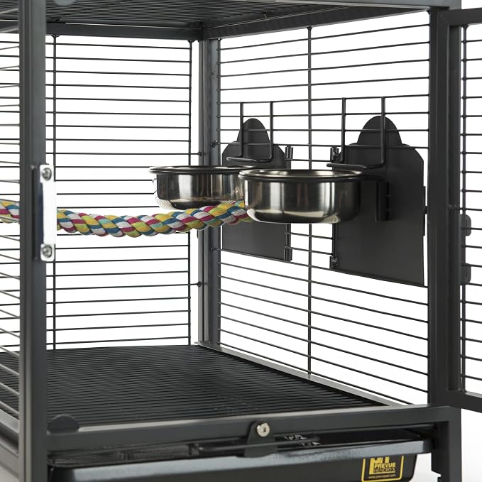 Prevue Pet Products Playtop Travel Carrier - Outdoor Travel Bird Cage for Small Parrots & Birds, Front Facing Door, Rope Perch, Lightweight & Portable, Easy Transport - Black - Image 4