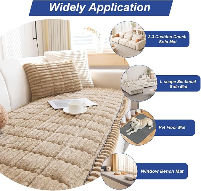 GKXLH New Thick Sofa Covers Washable - Soft Corduroy Universal Sofa Cover 2 3 4 Seater, Non-Slip Couch Cover, Couch Seat Covers Sofa Slipcovers Furniture Protector for Living Room (Coffee, 70x180cm) - Image 3
