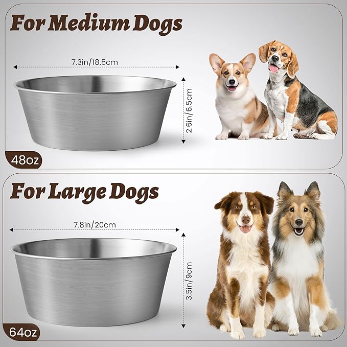 Heavy-Duty Stainless Steel Dog Bowl - Food Grade 304, Rustproof & BPA Free - Easy to Clean, Dishwasher Safe -Medium (48oz, 6 Cups) for Dogs 40-80lbs - Image 2