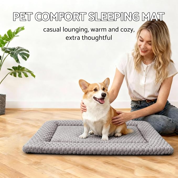 Dog Bed Mat - Dog Crate Pad - Reversible Mat for Pet Comfort - Soft Bed Crate Pads for All Seasons - Durable, Machine Washable Mat for Crates, Travel, and Home (Light Gray, 24" L*18" W*1.5" Th) - Image 4