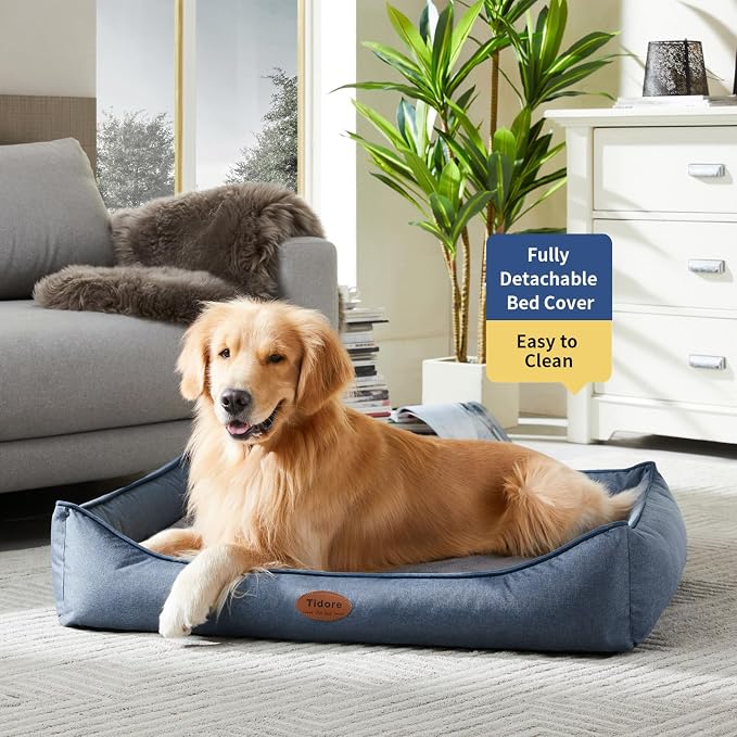 Tidore Orthopedic Dog Beds for Medium Dogs, Durable Egg Crate Foam Sofa Dog Bed wit Washable Removable Cover,Waterproof Lining,Pet Bed for Large Dogs (Denim Blue, 39.4" L x 31.5" W x 7.4" Th) - Image 2