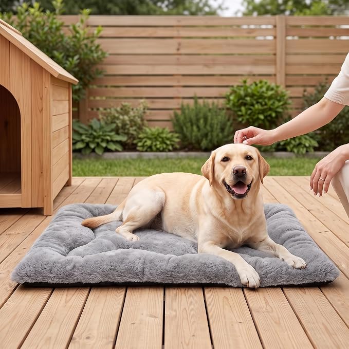 Dog Bed 42" for Metal Crate Pad,Washable Sleeping Mat for Medium/Large Pets | Soft faux rabbit fur, non-slip,machine wash/dry, plush cushioning, for crates, floors & travel, multiple sizes for all breeds - Image 8
