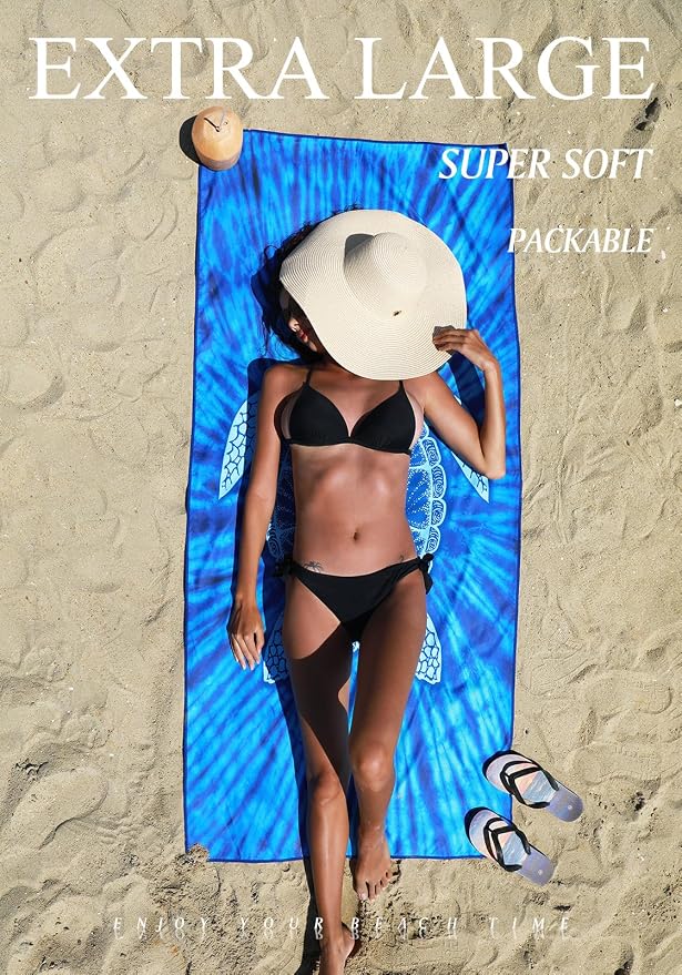 Yongoes 6 Pack Microfiber Beach Towel Oversized 71x32 Colorful Print Bulk | Lightweight Thin,Sand Free,Super Absorbent Quick Dry Large Towels for Swim Pool Bath Travel Vacation Accessories Essentials - Image 3