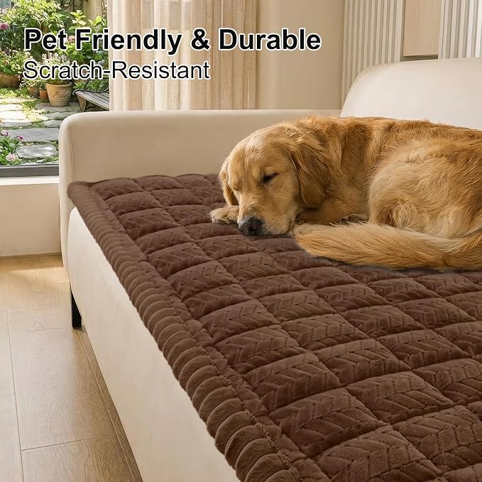 Smiry Couch Cover for Dogs, Non Slip Fuzzy Pet Sofa Covers Washable | Sofa Slipcovers for 3 Cushion Couch, Soft Thick Furniture Protector for Cats Dogs, Against Fur, Dirt, Scratch (35.4"x95") - Image 2