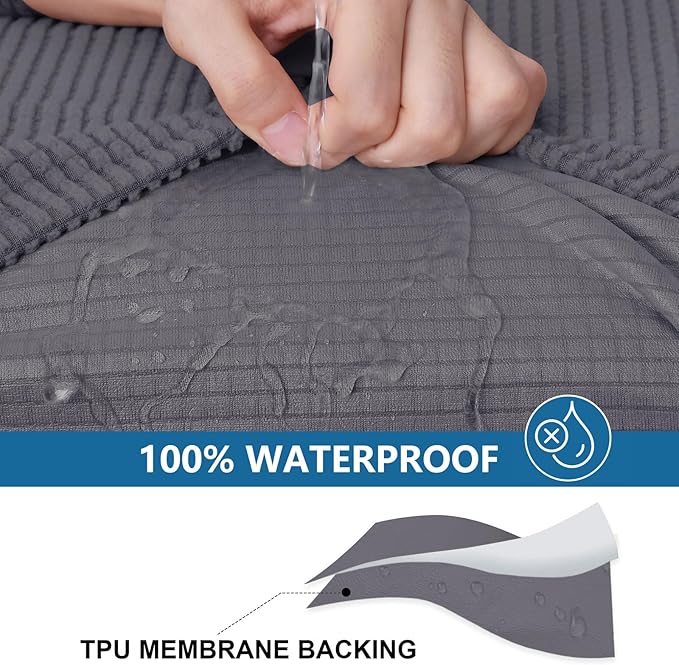 hyha Waterproof Couch Cushion Covers for Pets, Non Slip Sofa Seat Cover | Stretch Jacquard Fabric, Elastic Bottom, Non Slip Fit, Waterproof Protection, Pet Hair Protection (1 Piece for Backrest M) - Image 3
