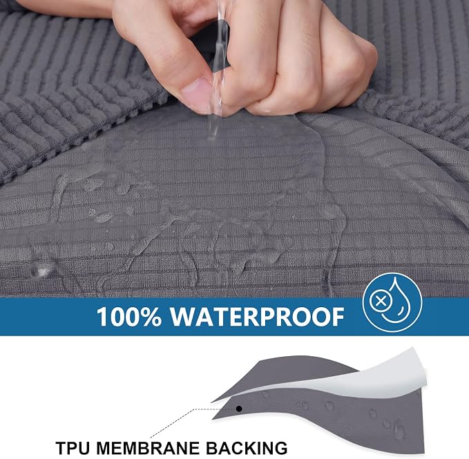 hyha Waterproof Couch Cushion Covers for Pets, Non Slip Sofa Seat Cover | Stretch Jacquard Fabric, Elastic Bottom, Non Slip Fit, Waterproof Protection, Pet Hair Protection (1 Piece for Backrest M) - Image 3