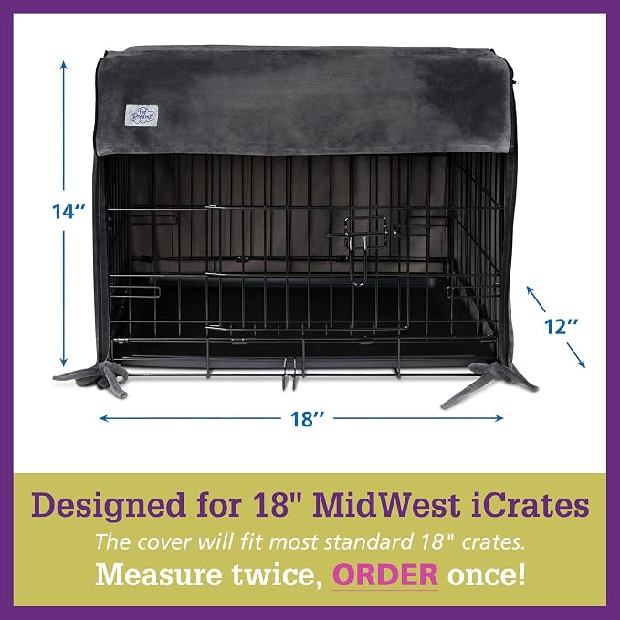 Pet Dreams Dog Crate Cover - Breathable Fabric Kennel Topper for Double-Door Crates, Fits iCrate Dog Cages 18, 24, 30, 36, 42, 48 Inches (Grey, X Small, 18") - Image 5