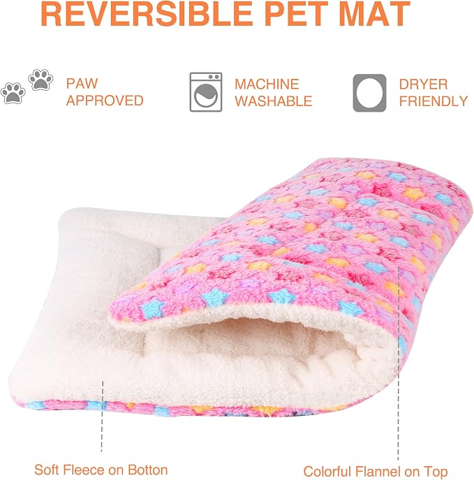 Mora Pets Dog Bed Crate Pad Ultra Soft Pet Bed with Cute Star Print Washable Crate Mat for Large Medium Small Dogs Reversible Fleece Dog Crate Kennel Mat Cat Bed Liner 23 x 18 inch Pink - Image 3