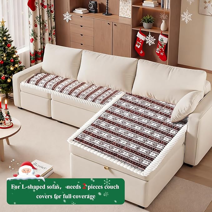 VClife Fuzzy Anti-Slip Dog Couch Cover for Christmas, Brown, 27.6 x 82.7 | Soft Thick Couch Covers for 3 Cushion Couch Sofa Pet Friendly, Scratch Resistant Sofa Cover Washable Dog Furniture Protector - Image 5