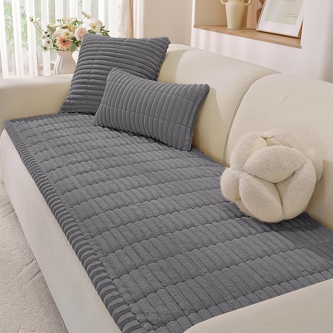 Couch Cover for Dogs,Washable Non-Slip Pet Friendly Sofa Protector | Thick Flannel Sofa Cover,Nonslip, Washable,Anti-Pilling,Pet Friendly,for Dogs & Cats,Cozy Protect Against Fur,27.6" x 82.7" by YSTELLAA