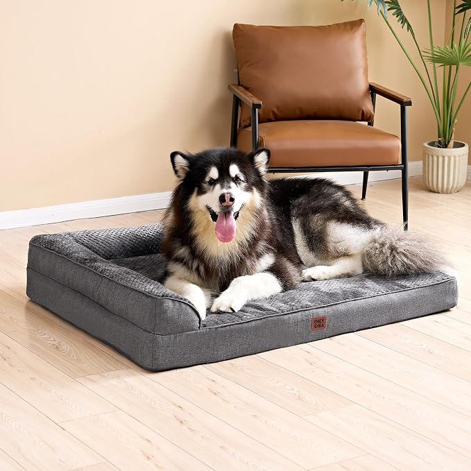 EHEYCIGA Extra Large Dog Bed Othorpedic, Memory Foam XL Dog Bed with Washable Removable Cover, Waterproof Pet Sofa Couch XLarge Size Dogs with Nonskid Bottom, 44x32x6.5, Dark Grey - Image 8