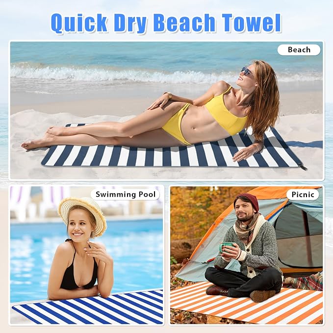 Sfee 2 in 1 Microfiber Oversized Beach Towel, Quick Dry Towel Travel Towel Camping Towel Super Absorbent Compact Lightweight Sports Gym Towels for Beach,Gym, Hiking, Pool, Backpacking, Bath, Yoga - Image 5